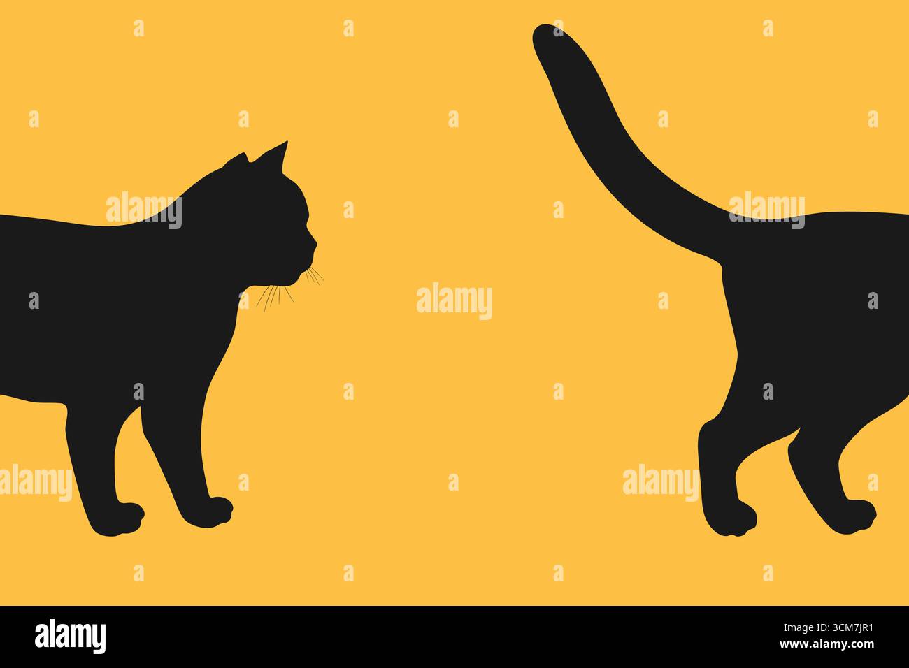 La silhouette d'un chat vous donne un aperçu. Demi-corps. Silhouette de chat en profil. Illustration vectorielle. Illustration de Vecteur