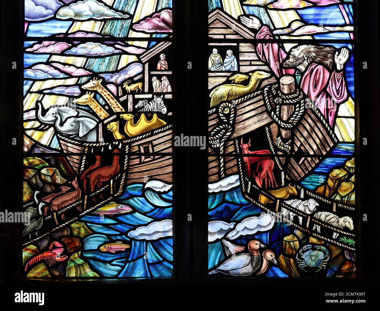 Vitrail de Noahs Ark Banque D'Images