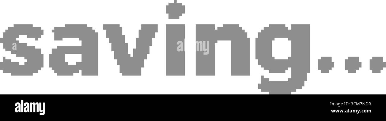 Enregistrement de texte 8 bits. Sauvegarder pixel art 16 bits pour le jeu vidéo. Illustration vectorielle. Illustration de Vecteur