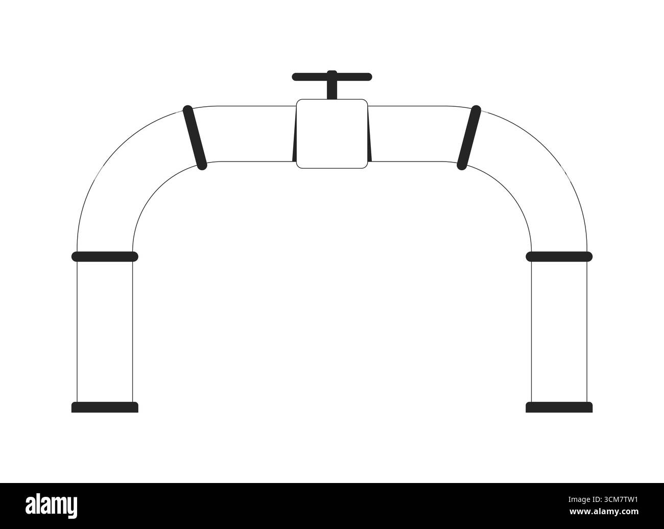 Gazoduc industriel avec vanne de commande objet de ligne 2D. Illustration de Vecteur