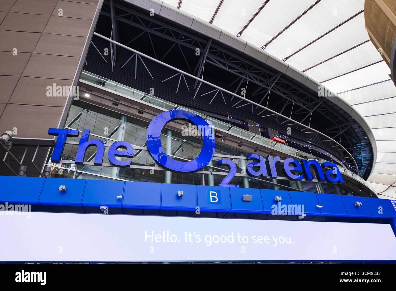 Panneau d'entrée de l'O2 Arena London. Londres, Royaume-Uni, 18 août 2024 Banque D'Images