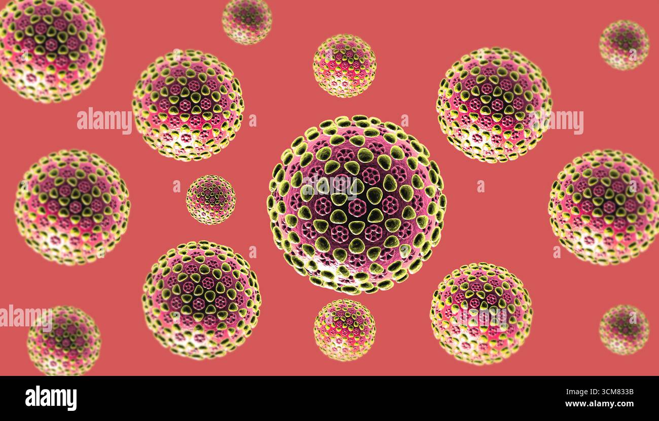 Contexte des cellules bactériennes virales. illustration 3d. Banque D'Images