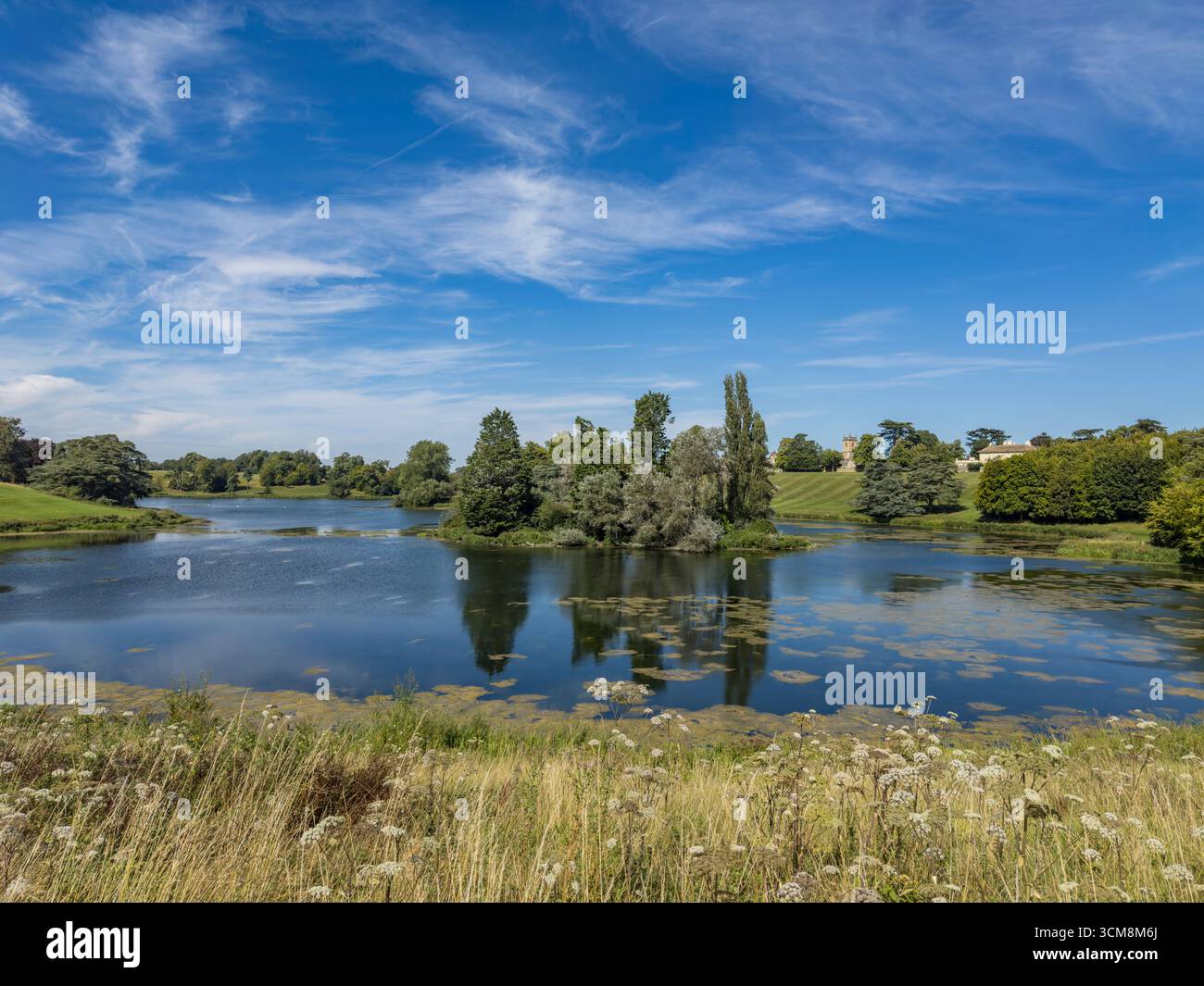 Lac dans le parc du palais de Blenheim à Woodstock, Angleterre. Banque D'Images