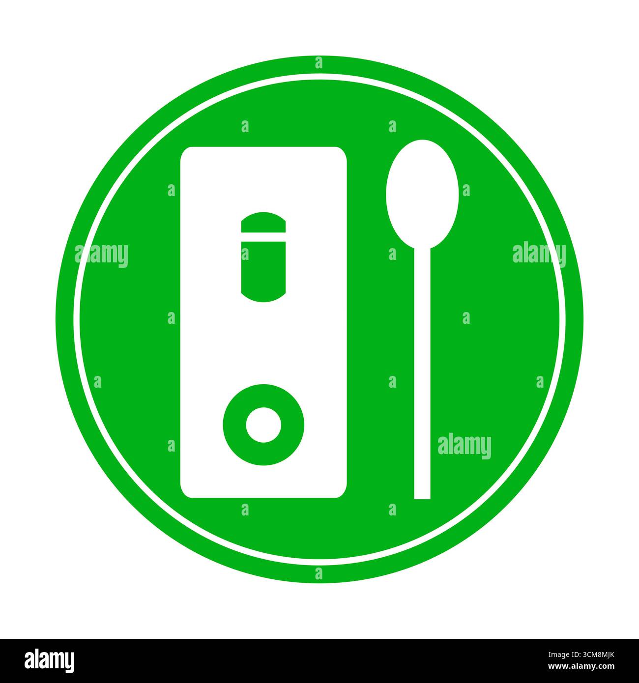 Le bouton rond vert indique un test corona négatif - test rapide, autotest ou résultat de test Banque D'Images