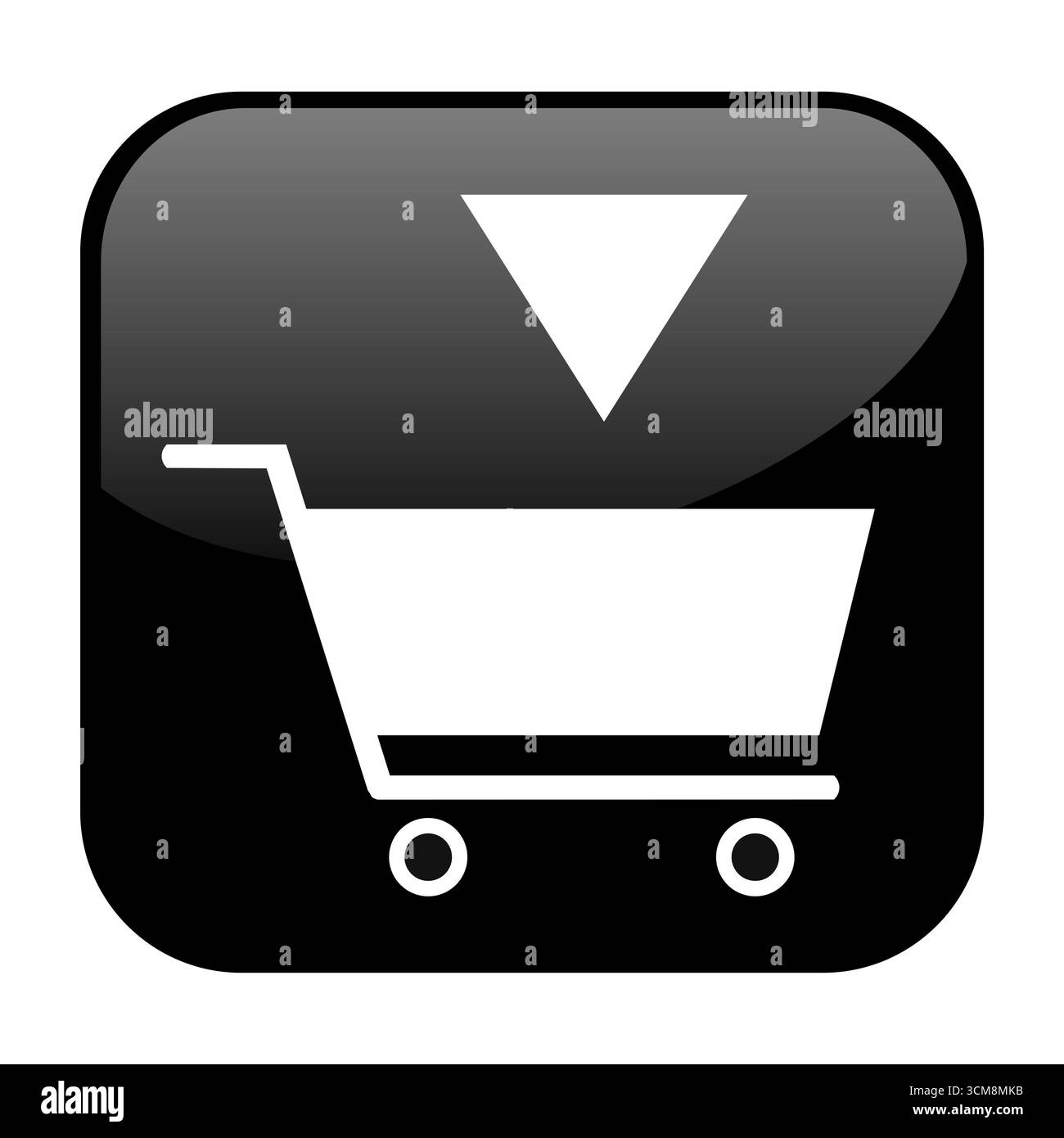 Bouton noir avec icône affiche : panier, magasin, boutique en ligne ou shopping Banque D'Images