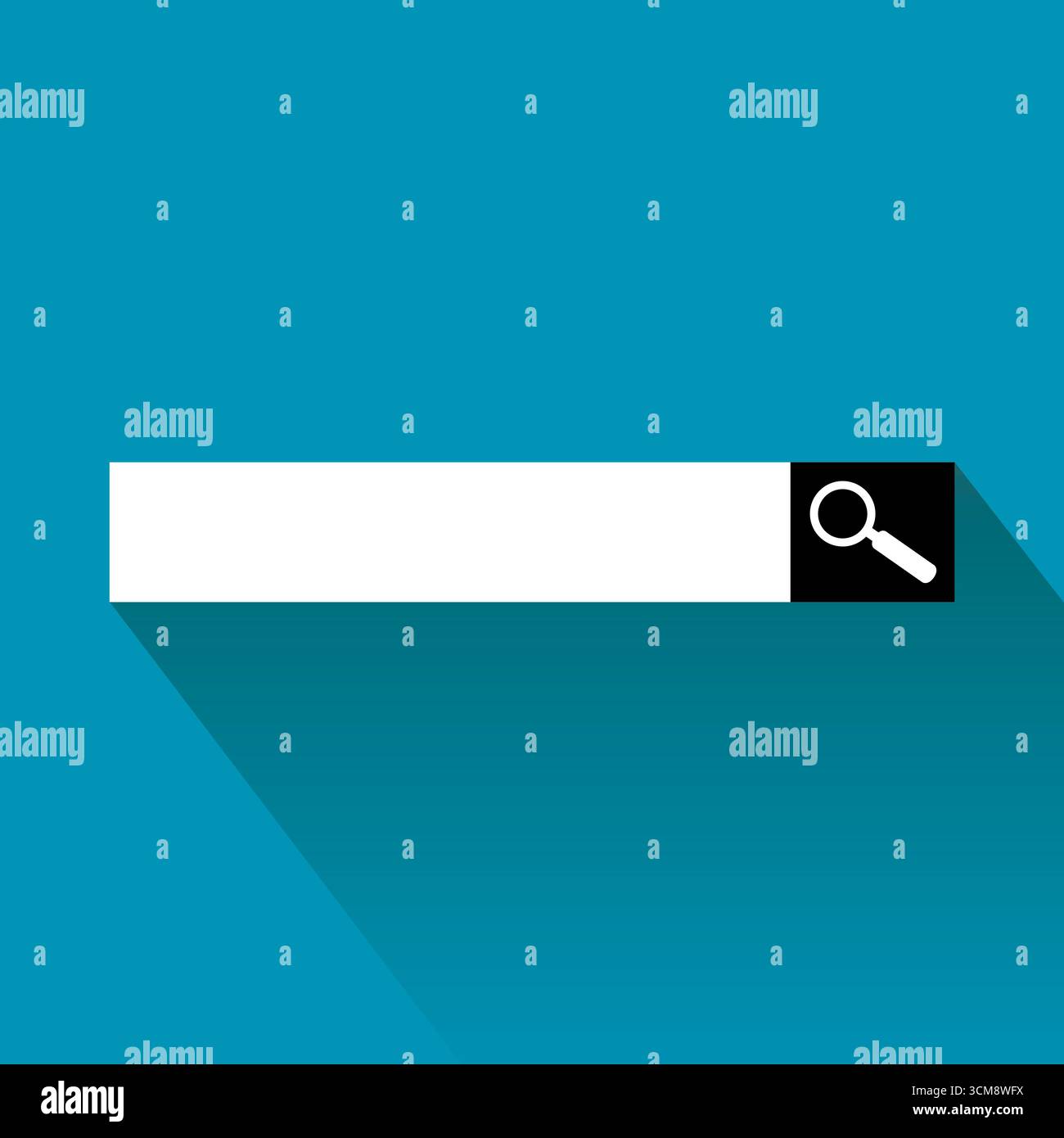 Fond bleu avec barre de recherche vide avec loupe pour la recherche Banque D'Images