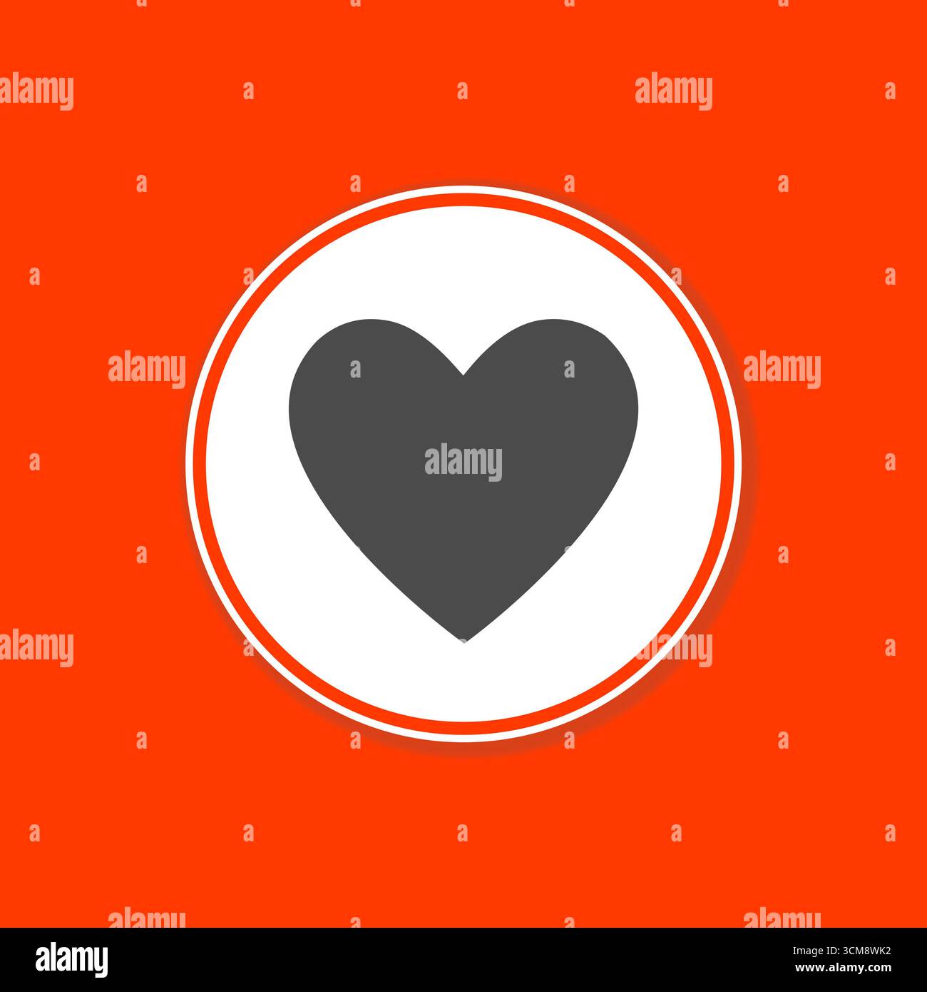 Bannière de fond rouge avec icône de coeur dans le cercle blanc comme signe pour l'amour, les rencontres ou la Saint-Valentin Banque D'Images