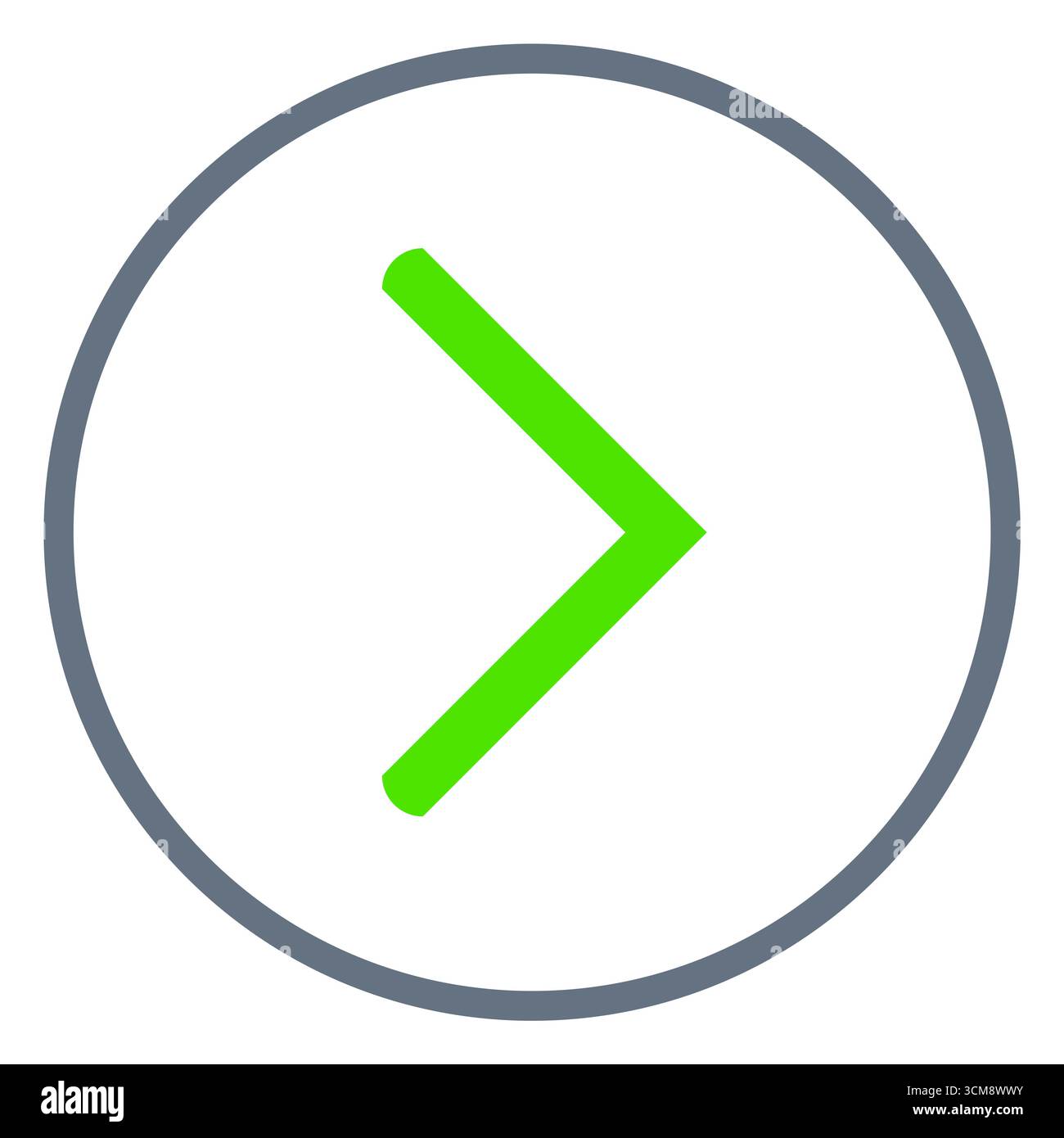 Icône de flèche verte dans un cercle comme symbole pour continuer, suivant ou étape suivante Banque D'Images