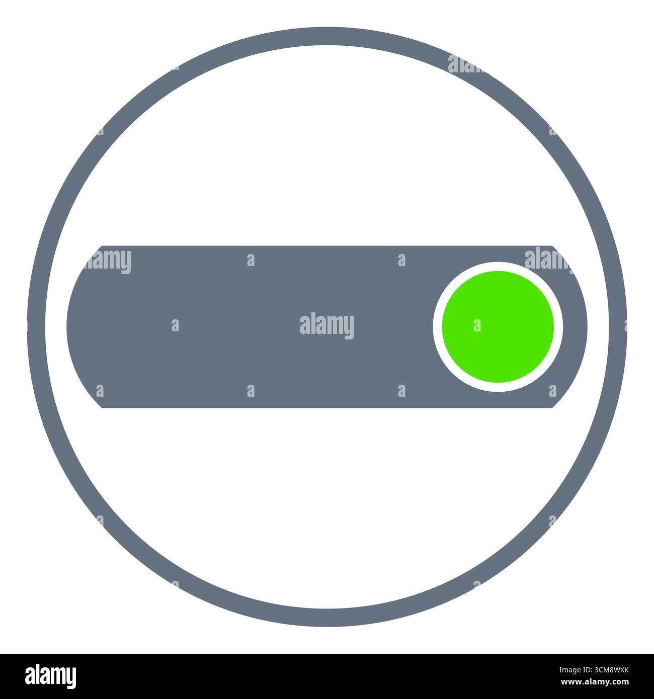 Icône d'interrupteur verte dans un cercle comme symbole de mise sous tension, d'activation ou d'acceptation Banque D'Images