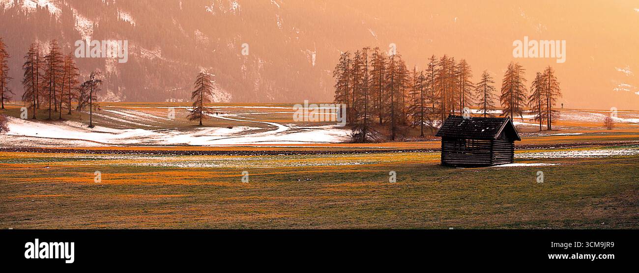 Fin de l'automne à Mieming, Tyrol Banque D'Images