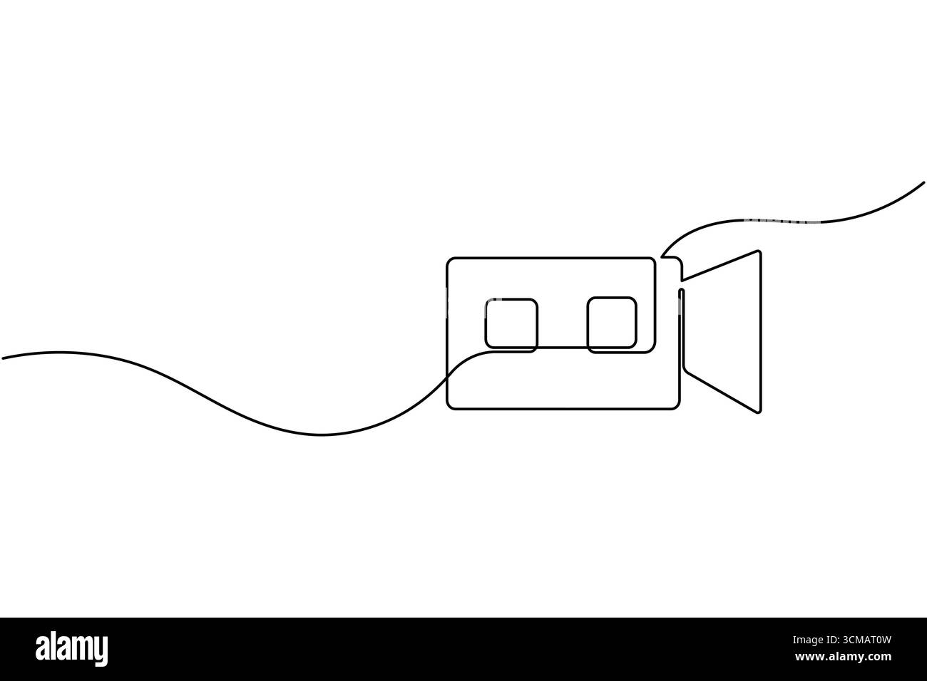 Caméra vidéo dessin continu d'une ligne idéal pour les concepts de film, de média et de production vidéo Illustration de Vecteur