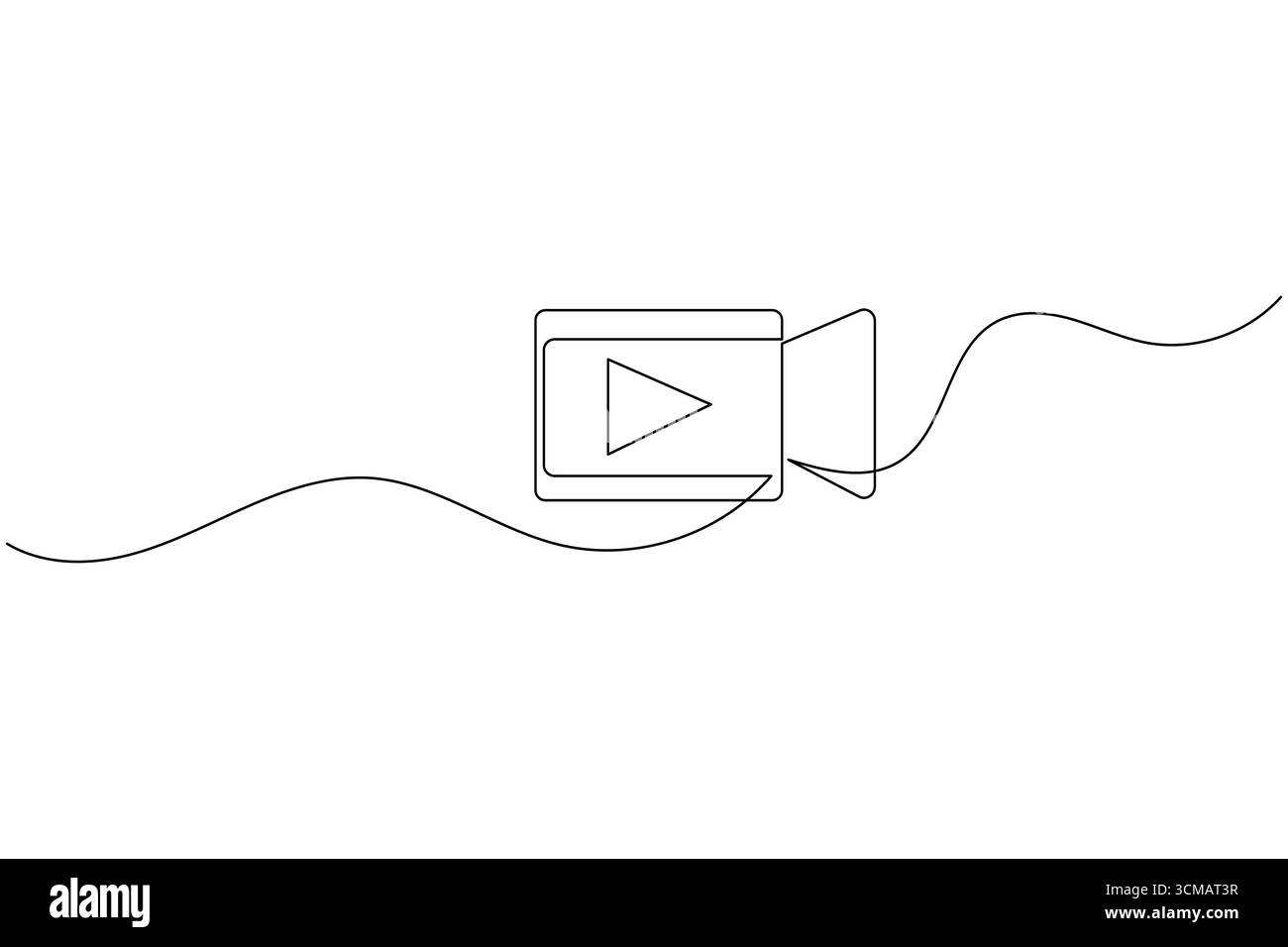 Caméra vidéo dessin continu d'une ligne idéal pour les concepts de film, de média et de production vidéo Illustration de Vecteur