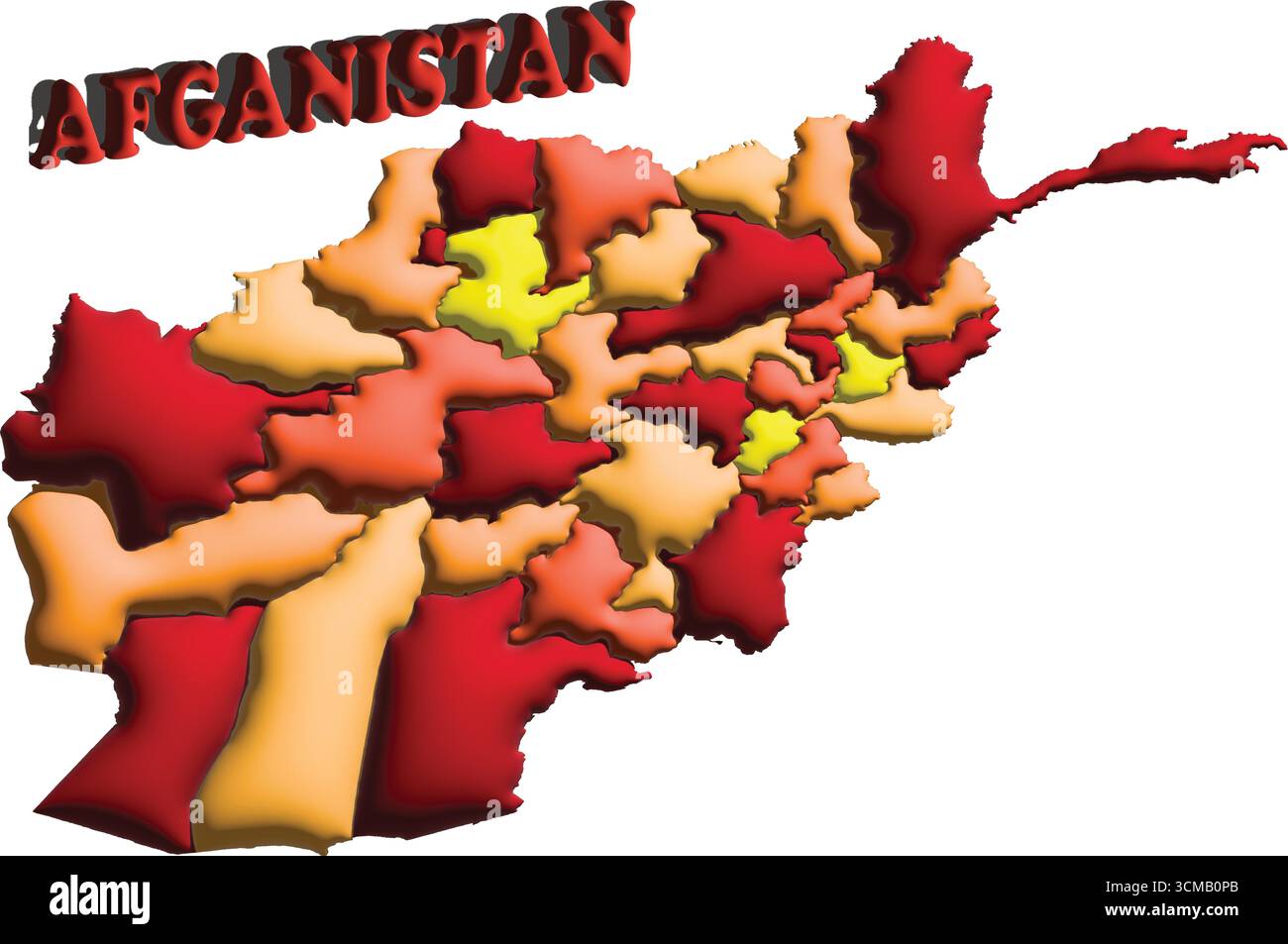 Carte de l'Afghanistan – illustration vectorielle de ballon orange 3D du plan du pays pour la géographie, les voyages et l'éducation Illustration de Vecteur