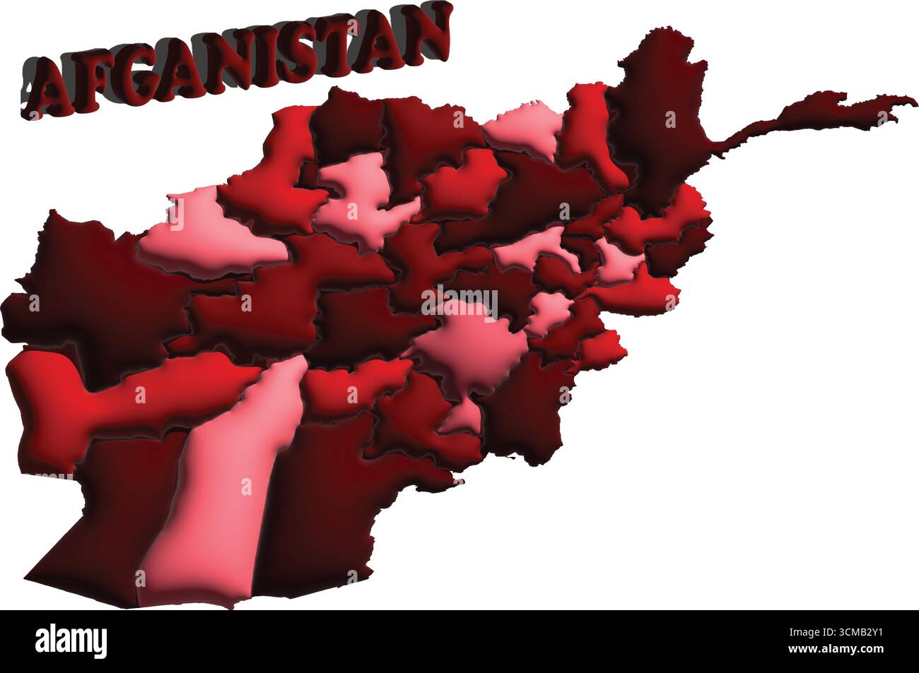 Carte de l'Afghanistan – illustration vectorielle en ballon rouge 3D du tracé du pays pour la géographie, les voyages et l'éducation Illustration de Vecteur