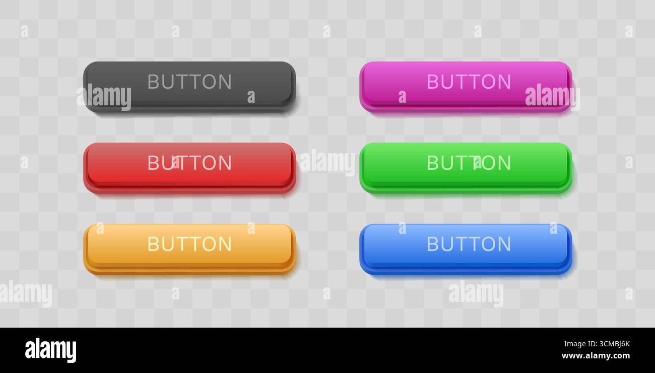 Boutons Web colorés pour le clic de souris sur fond transparent. Vecteur Illustration de Vecteur
