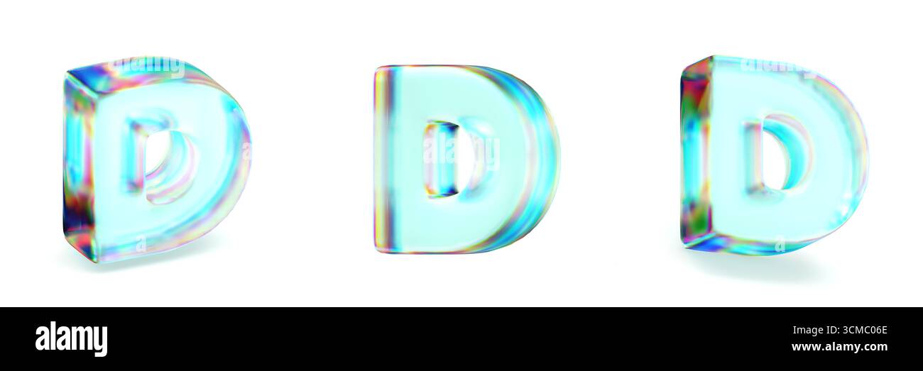 Crystal glass font Set de lettres d 3D rendu illustration isolé sur fond blanc Banque D'Images