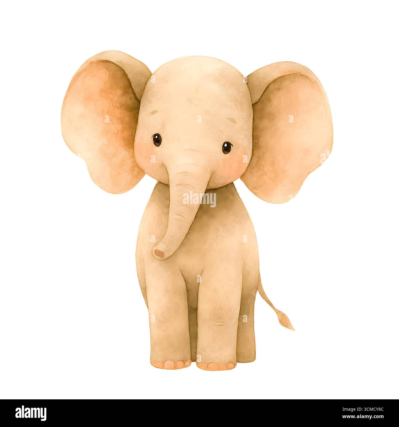 Aquarelle Elephant Clipart – illustrations mignonnes Baby Elephant pour la conception de pépinière et de fête Banque D'Images