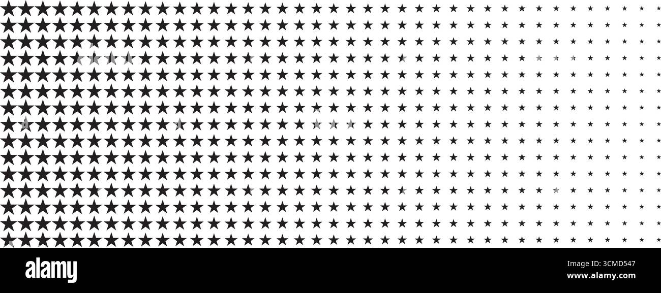Répétition du motif d'étoiles disparaissant. Fond étincelant avec effet demi-ton. Texture mosaïque géométrique. Imprimé étoilé avec ornement dégradé Illustration de Vecteur