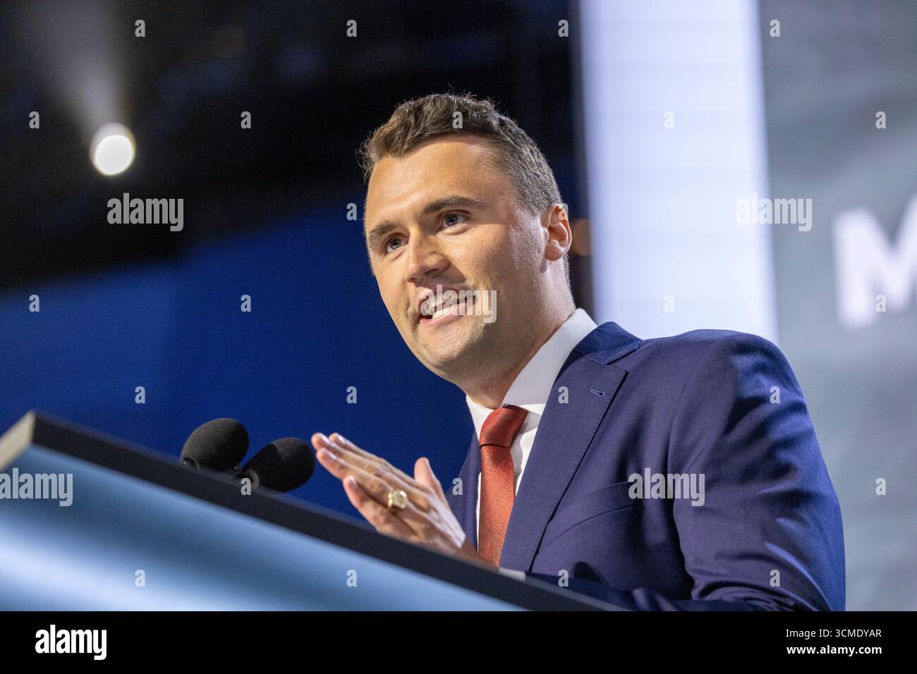 Milwaukee, Wisconsin - 15 juillet 2024 : Charlie Kirk, PDG de Turning point USA à la Convention nationale républicaine. Banque D'Images
