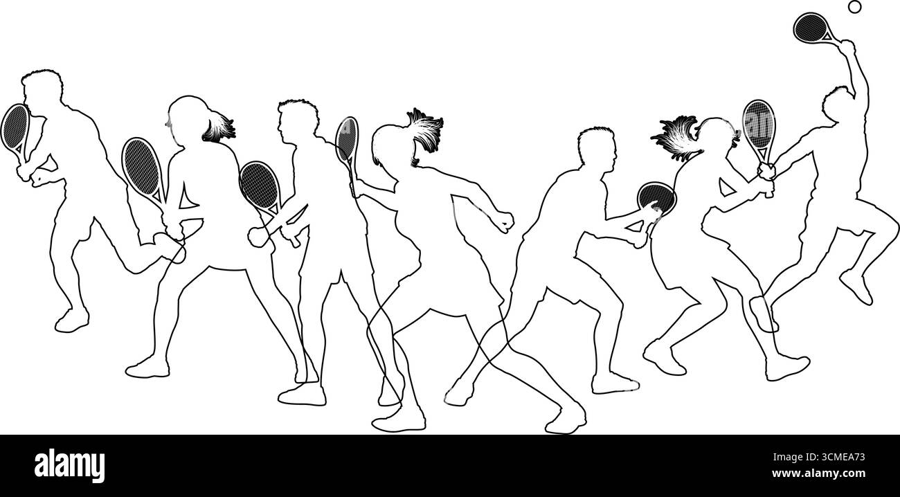 Silhouette tennis Players concept silhouettes Illustration de Vecteur
