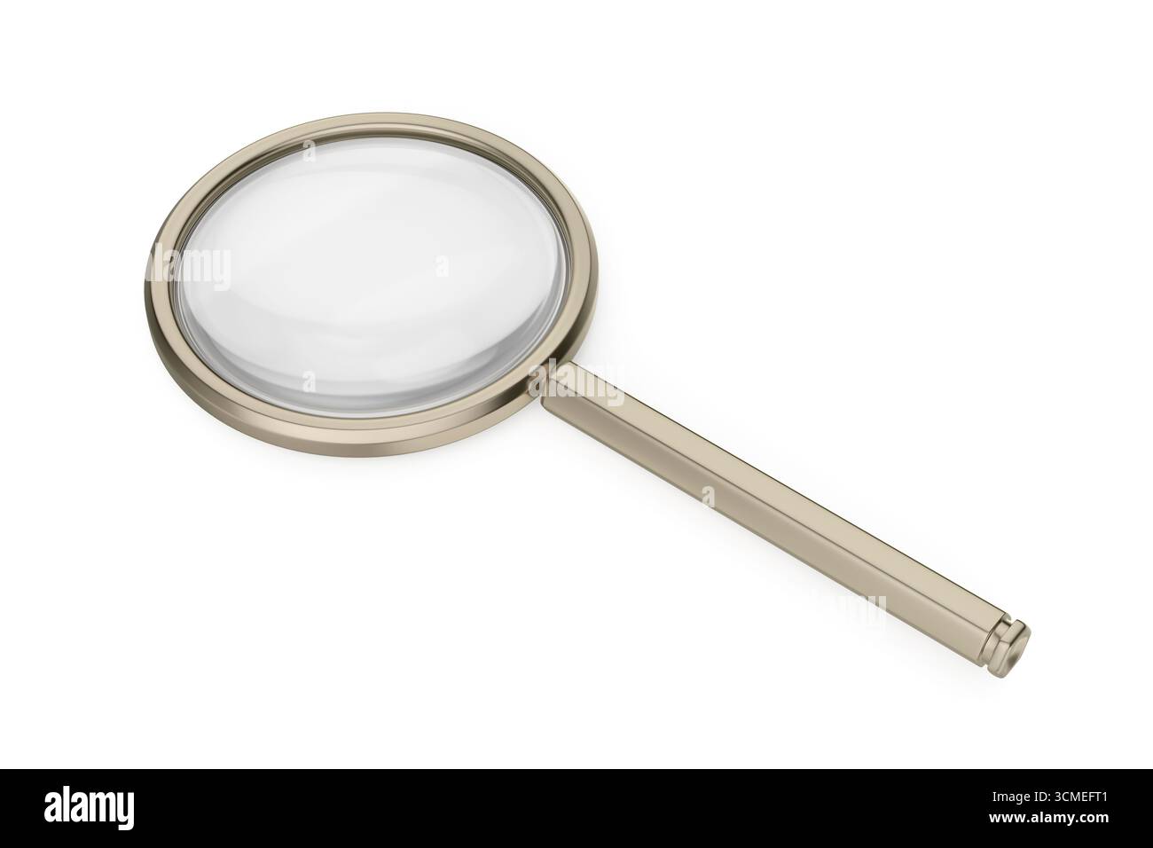 Loupe avec cadre en titane sur fond blanc Banque D'Images