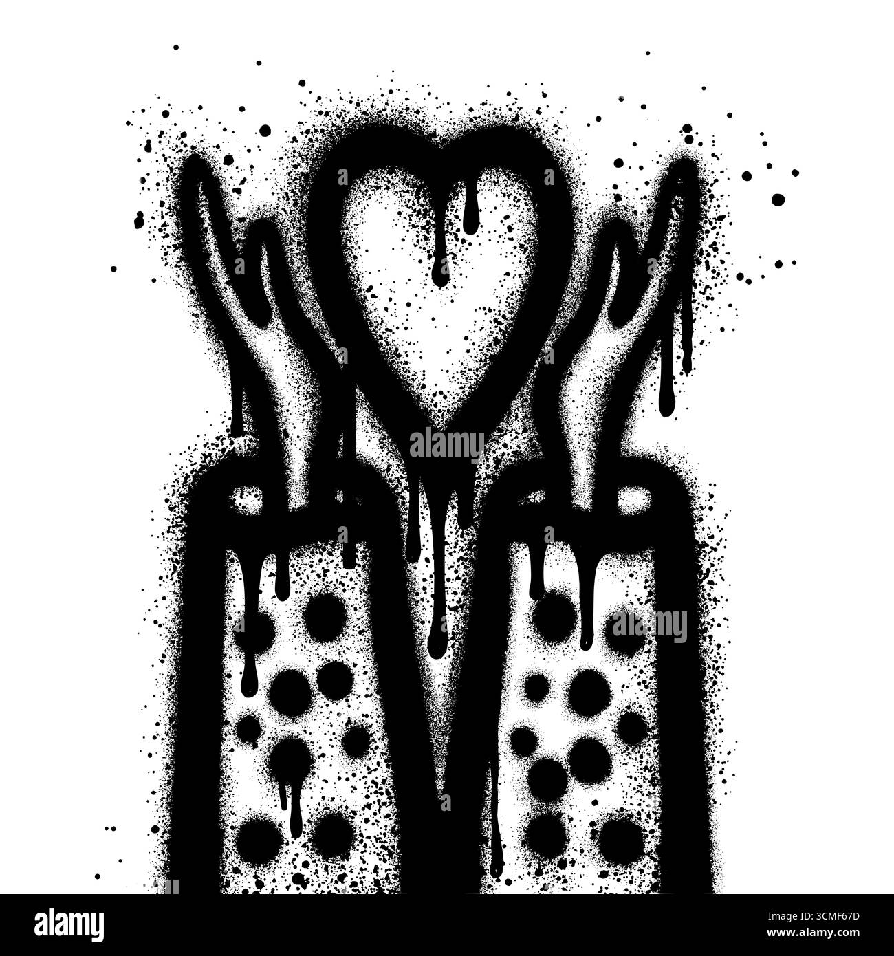 Mains tenant l'icône de coeur dans le style graffiti. Illustration de Vecteur