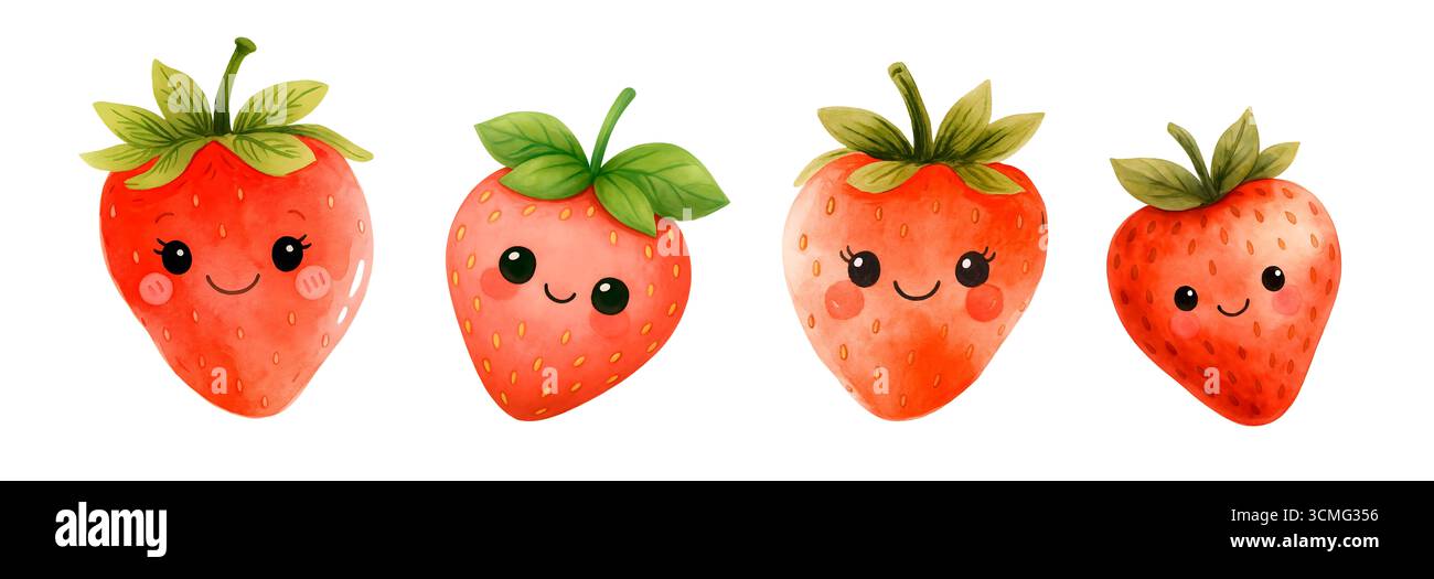 Aquarelle fruits Clipart Set – illustrations de fruits tropicaux et d'été peints à la main pour impression et conception Banque D'Images