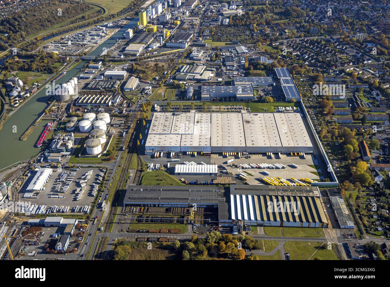 Vue aérienne, MÉTRO LOGISTIQUE Allemagne au port dans le quartier Herringen à Hamm, région de la Ruhr, Rhénanie du Nord-Westphalie, Allemagne, DE, Europe, commerce Banque D'Images