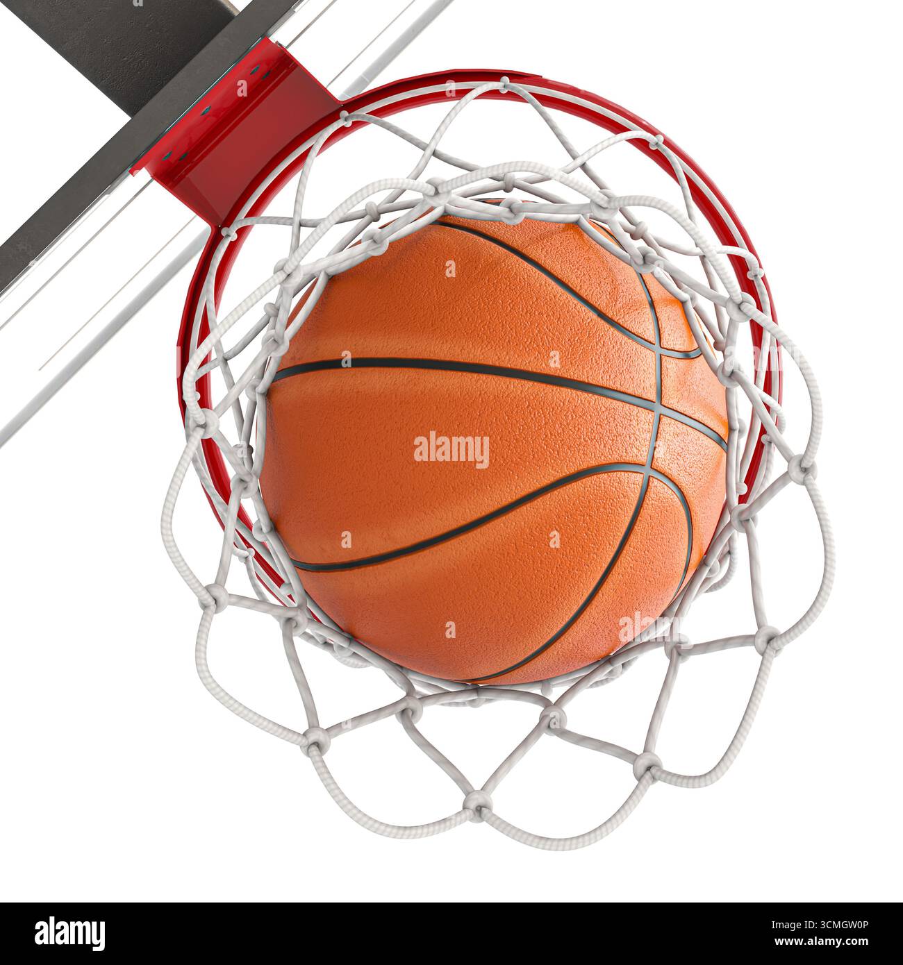 3d Basketball entrant fond transparent de cerceau Banque D'Images