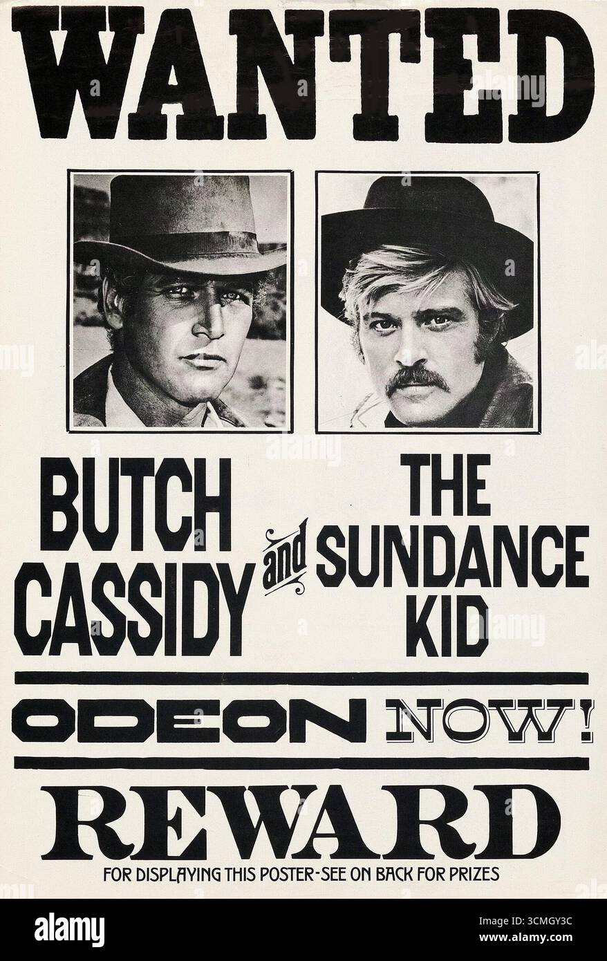 Affiche recherchée mettant en vedette Paul Newman et Robert Redford. Photo publicitaire pour le film Butch Cassidy and the Sundance Kid. 1969 Banque D'Images