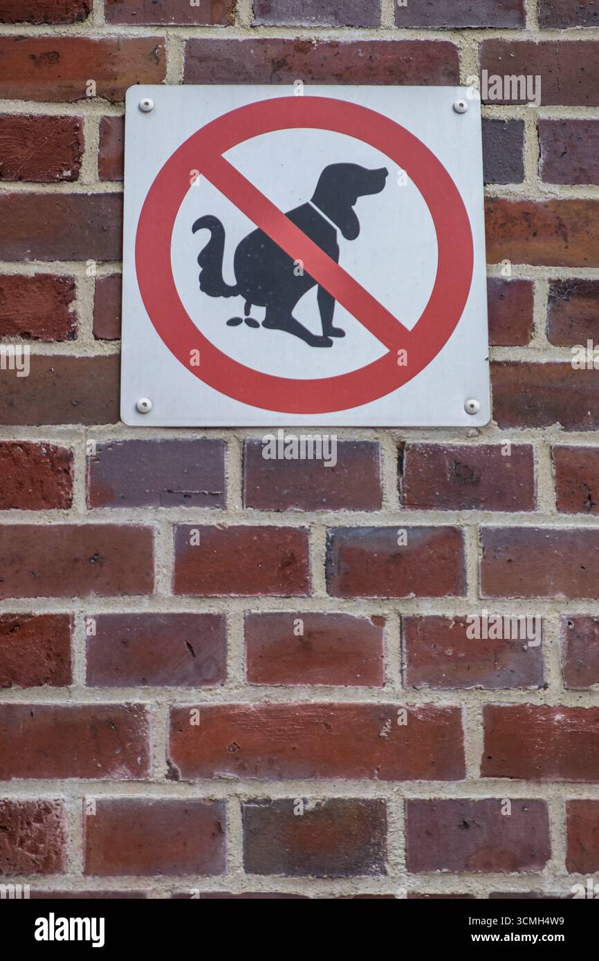 Panneau d'interdiction, pas de toilettes pour chiens, pas de bac à litière pour chiens, Muensterland, Rhénanie du Nord-Westphalie, Allemagne Banque D'Images