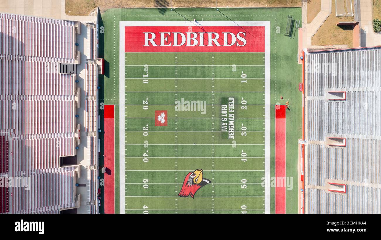 Le Hancock Stadium accueille l'équipe de football américain des Redbirds de l'université d'État de l'Illinois qui participe à la conférence de football de la vallée du Missouri de la NCAA. Banque D'Images