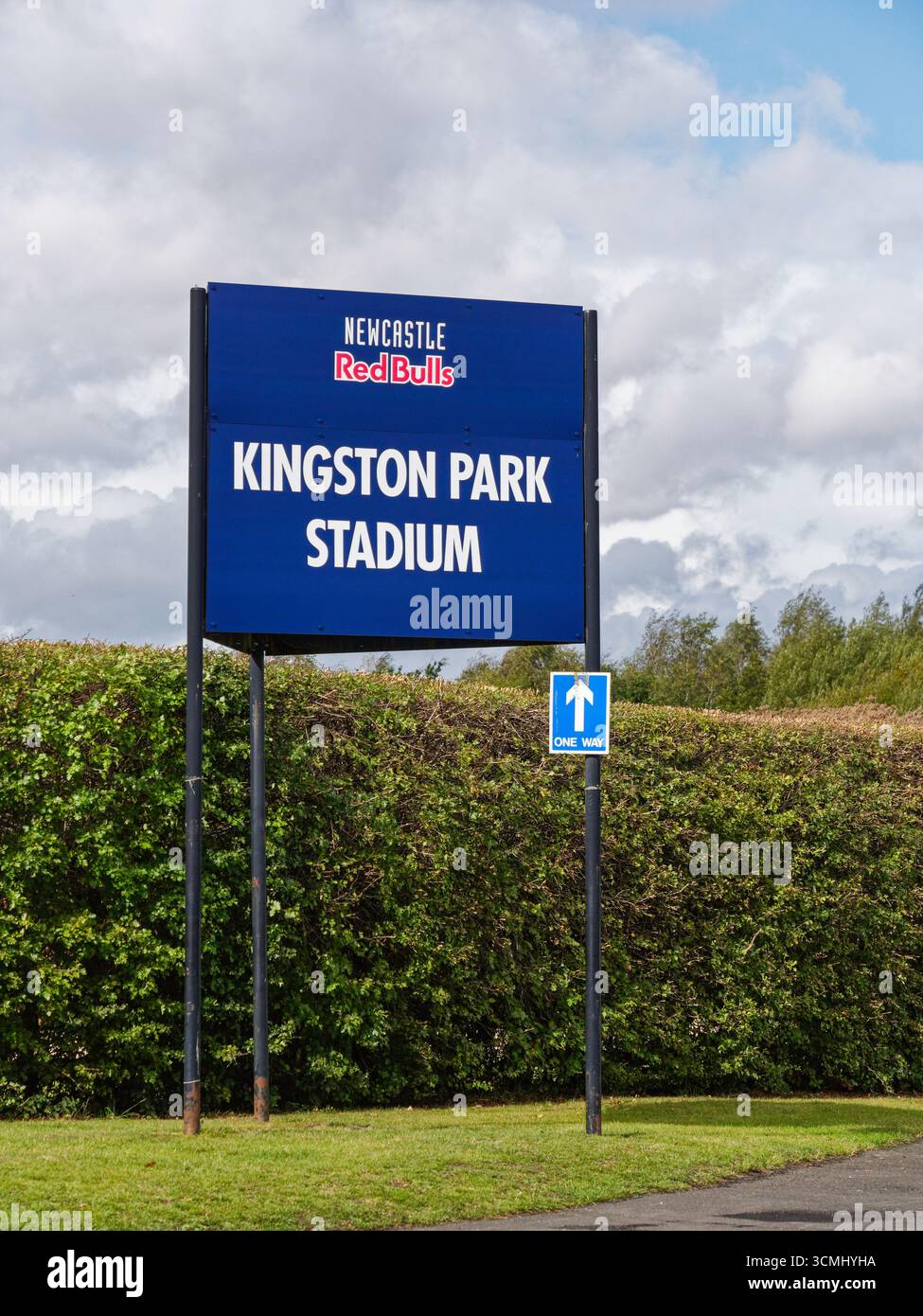 Le stade de rugby unio Kingston Park accueille les Newcastle Red Bulls, anciennement Newcastle Falcons. Banque D'Images