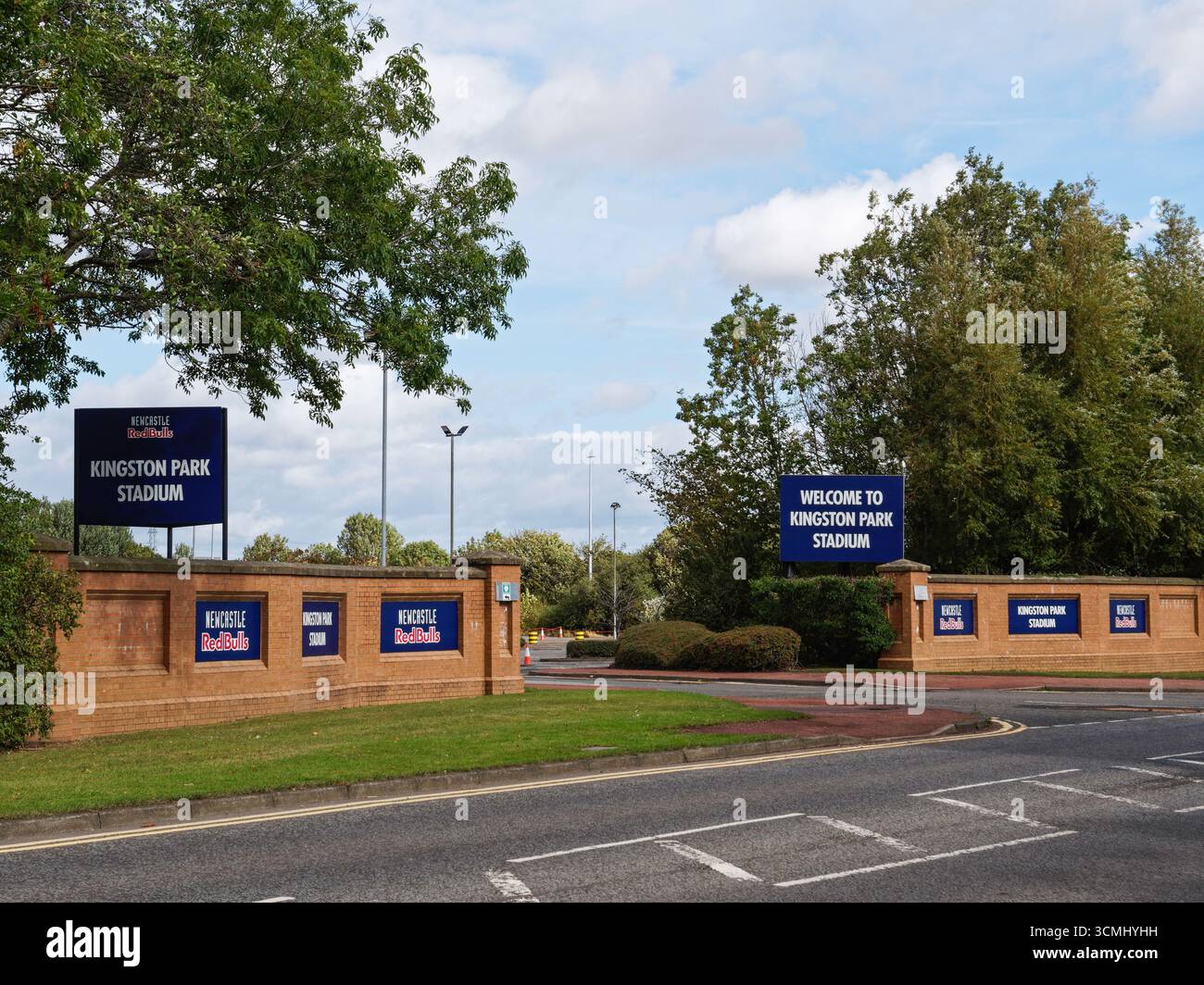 Le stade de rugby unio Kingston Park accueille les Newcastle Red Bulls, anciennement Newcastle Falcons. Banque D'Images