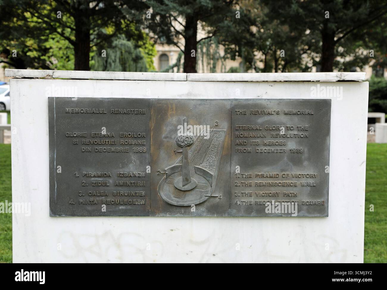 La plaque commémorative Revivals à Bucarest Banque D'Images