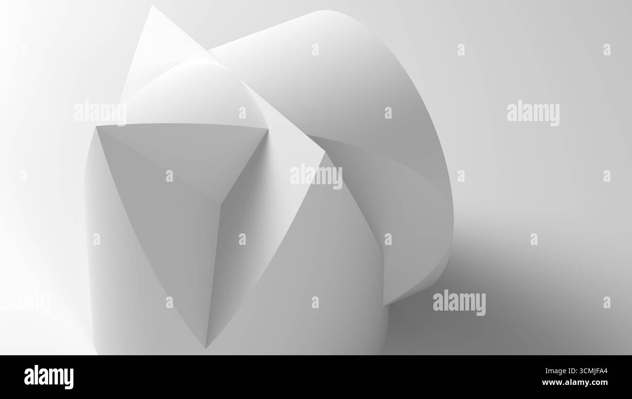 Illustration blanche abstraite créée à partir de formes géométriques. Ce design minimaliste moderne transmet la simplicité, l'art et la créativité architecturale. rendu 3d. Banque D'Images