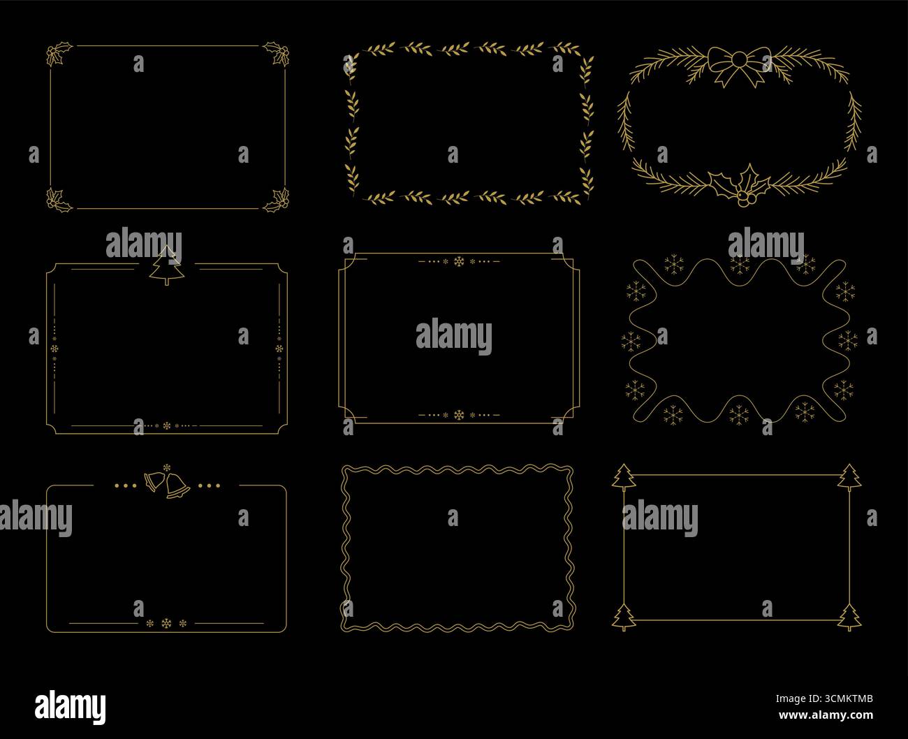 Fond de modèle de carte de voeux de luxe or de cadre de Noël. Illustration de Vecteur