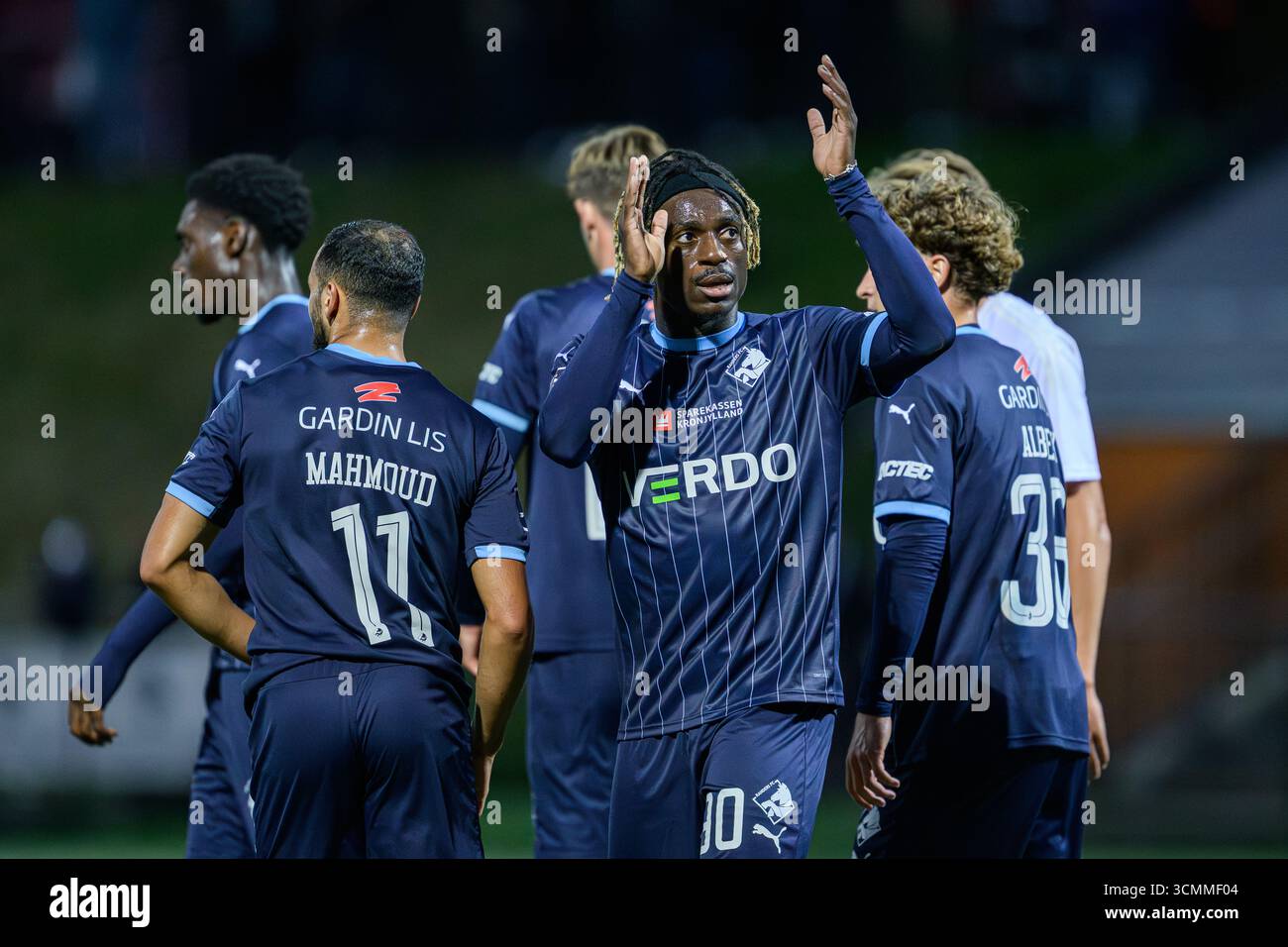 Gentofte, Danemark. 16 septembre 2025. Stephen Odey (90 ans) du Randers FC marque pour 1-2 lors du match de la coupe Oddset Pokalen entre HIK et Randers FC au Gentofte SportsPark à Gentofte. Crédit : Gonzales photo/Alamy Live News Banque D'Images