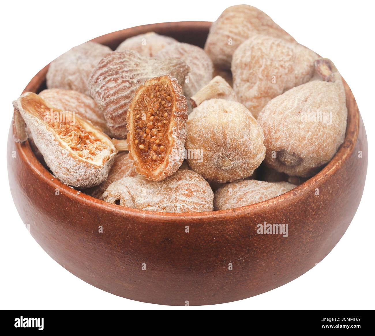 Figue commune bio séchée tranchée et entière Banque D'Images