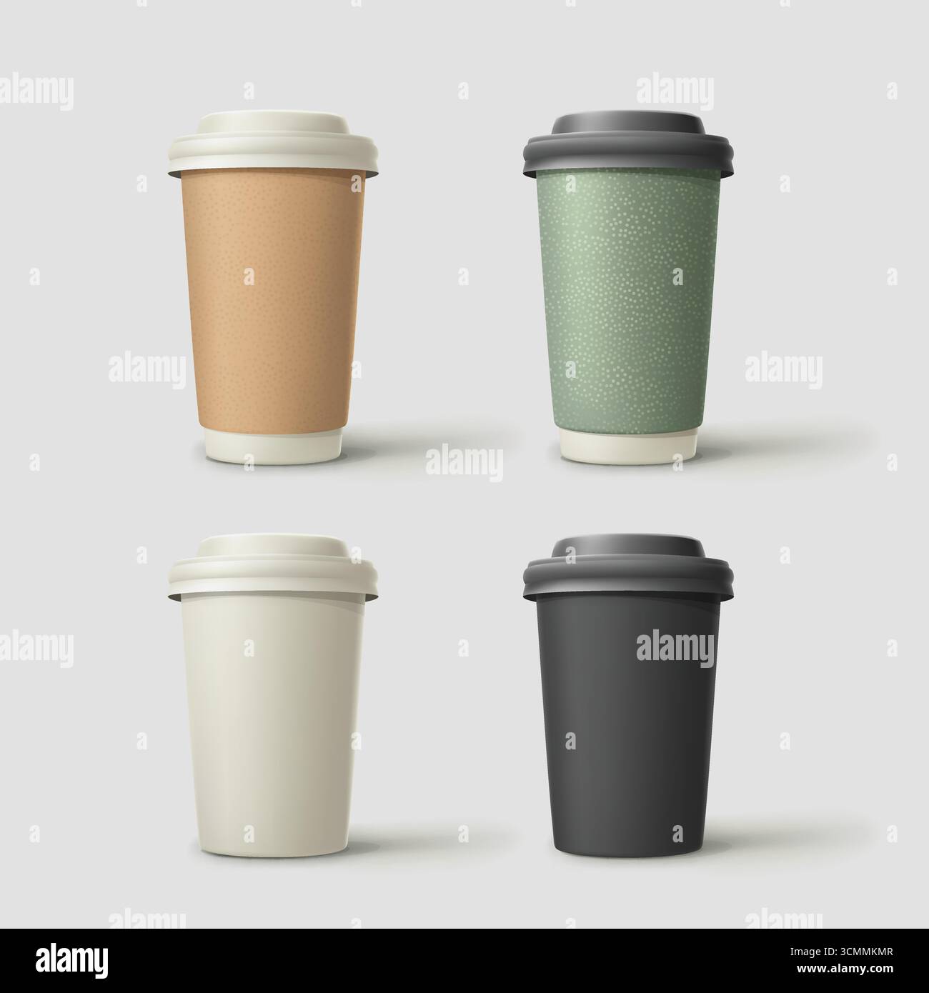 tasses de café écologiques réalistes en set Illustration de Vecteur