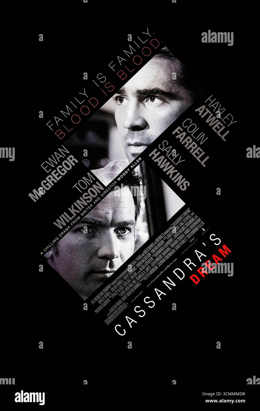 Cassandra’s Dream (2007) réalisé par Woody Allen et mettant en vedette Colin Farrell, Ewan McGregor et Hayley Atwell. Deux frères à Londres acceptent de commettre un meurtre pour leur riche oncle afin de résoudre des problèmes financiers, conduisant à la tragédie et à la trahison. Photographie d'une affiche américaine originale de 2007 À USAGE ÉDITORIAL EXCLUSIF. Crédit : BFA / The Weinstein Company Banque D'Images