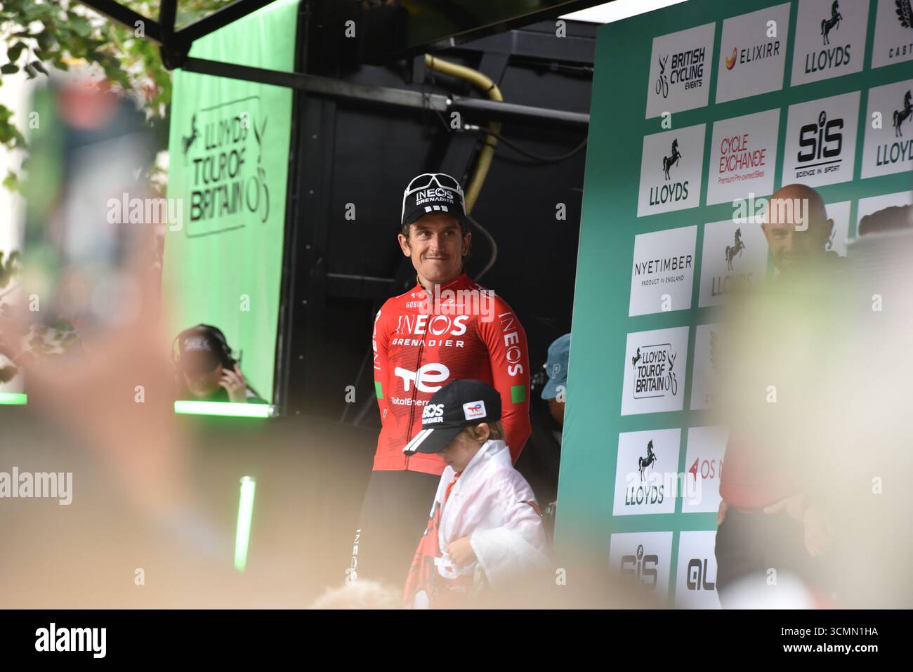 La course cycliste du Lloyds Tour of Britain 2025, qui inclut Geraint Thomas des Ineos Grenadiers dans sa dernière course à Cardiff, sa ville natale Banque D'Images