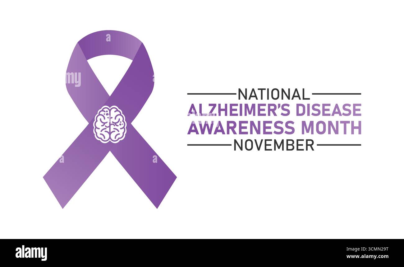 Mois national de sensibilisation à la maladie d'Alzheimer novembre. Fond, affiche, carte postale, conception de bannière. Illustration vectorielle Illustration de Vecteur