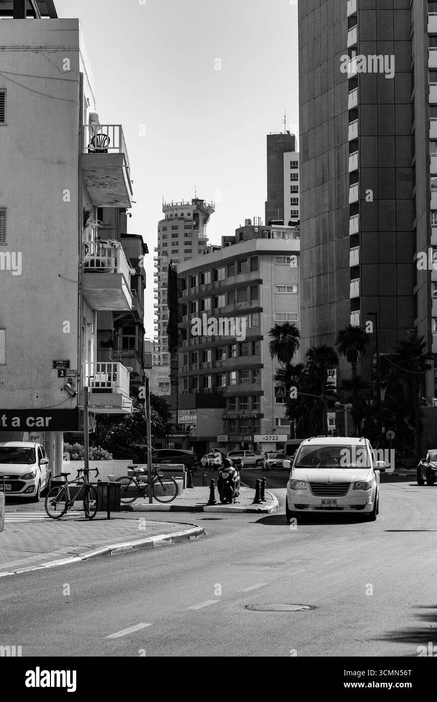 Tel Aviv, Israël - 12 octobre 2023 - vue sur la rue depuis les quartiers centraux de tel Aviv, Israël. Banque D'Images