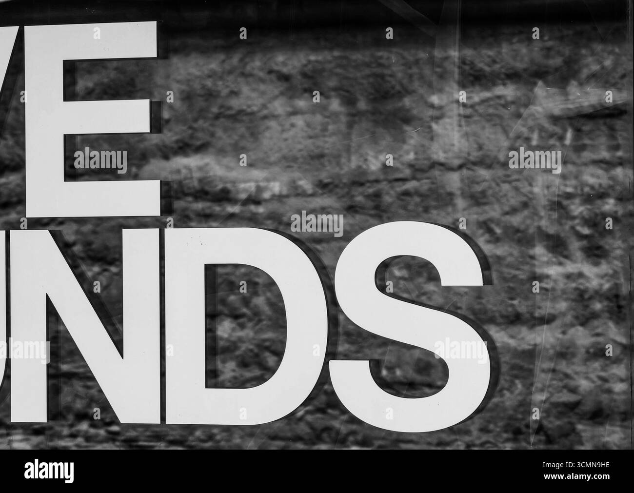 « Ends » – texte créatif sur Glass perspective Banque D'Images