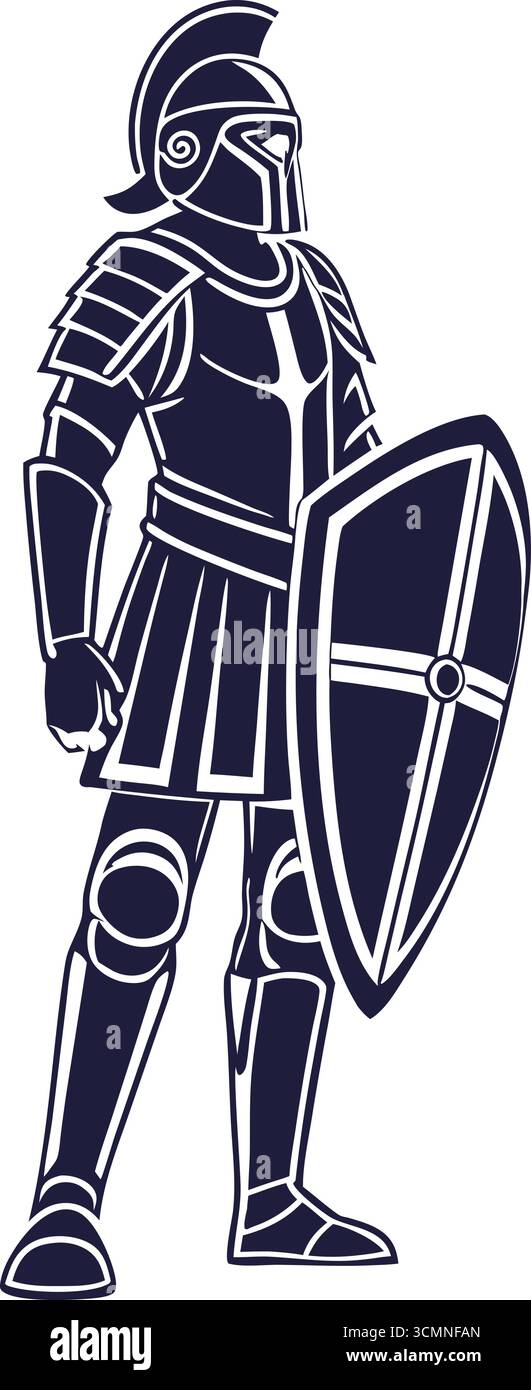 Publicité de bannière de silhouette de gladiateur romain Illustration de Vecteur