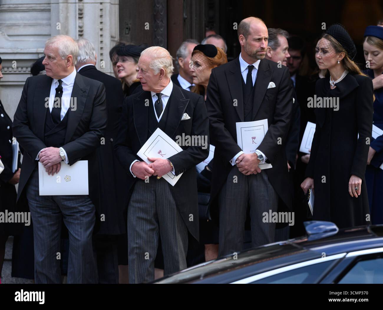 Londres, Royaume-Uni. 16 septembre 2025. Le prince Andrew, le duc d'York, le roi Charles, le prince William, le prince de Galles et la princesse de Galles Banque D'Images