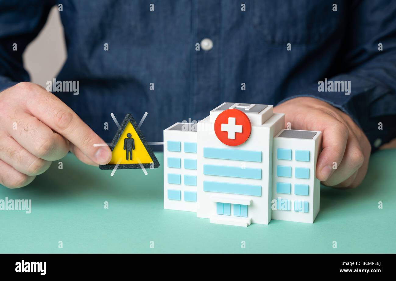 Hôpitaux surpeuplés de patients. Pénurie de personnel médical. Symbole de crise sanitaire, demande croissante de services, problèmes de santé publique et Banque D'Images