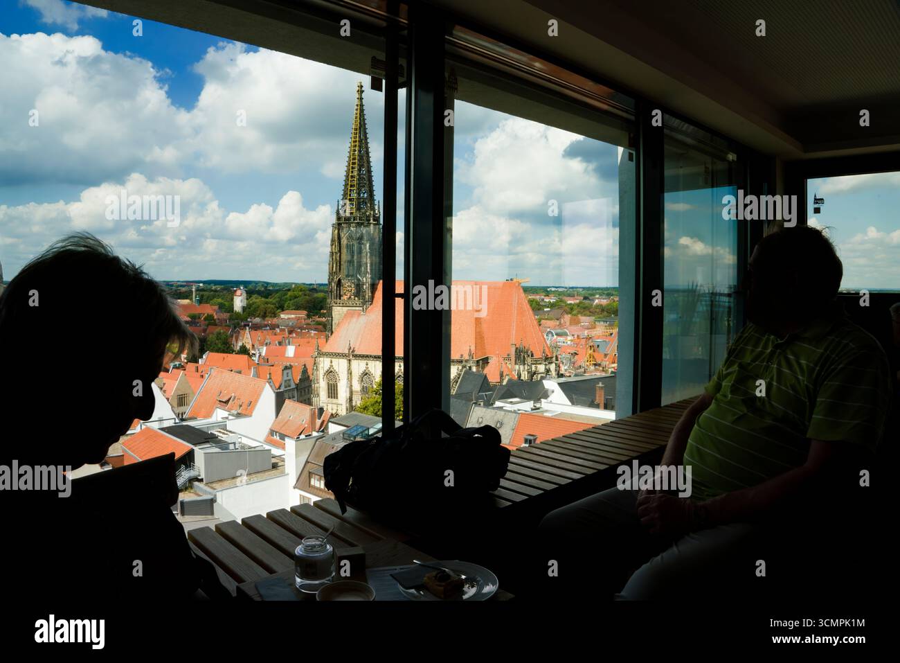 Vue aérienne, vieille ville avec Sankt Lamberti, église catholique St Lambert, Münster, Rhénanie du Nord-Westphalie, Allemagne, Europe Banque D'Images