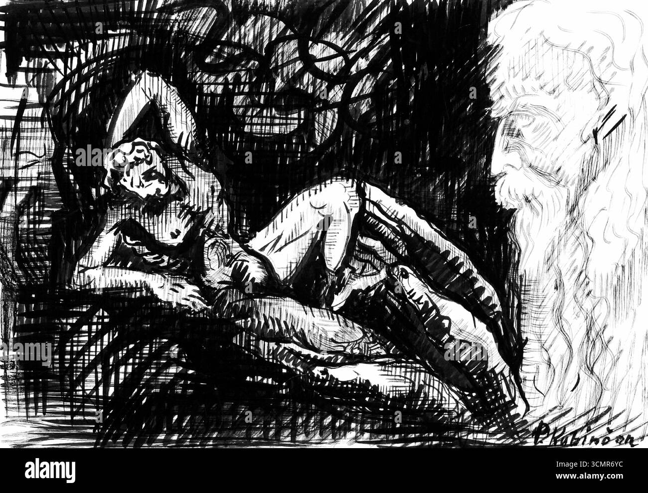 Vieil homme et femme par Arnold Peter Weisz Kubincan, peinture moderniste slovaque du début du XXe siècle, portrait de couple âgé, beaux-arts du domaine public Banque D'Images